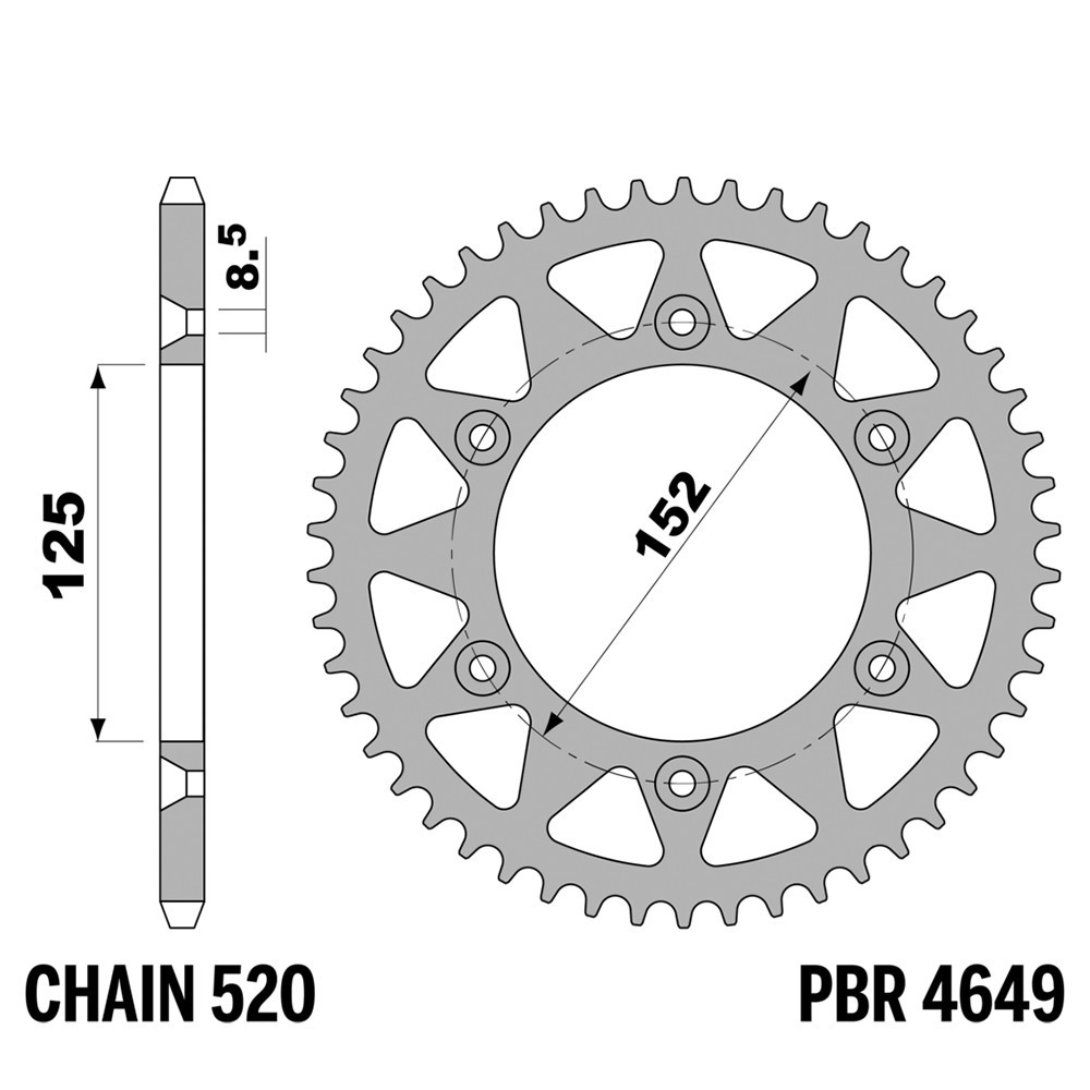 Pignon arrière 50 dents Betamotor RR 350 couronne Ergal pas 520 années 2022-2024