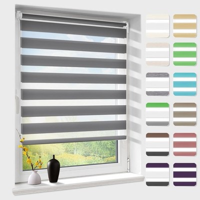 Doppelrollo klemmfix Lichtdurchlässig Verdunkelnd Fenster & Tür Anthrazit 95x...