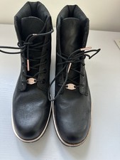 TIMBERLAND PREMIUM SLIM BLACK ROSE GOLD LEATHER BOOTS SIZE 6