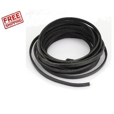 AAA Quality 5mm Flat Black Leather Cord - Versatile Braiding String, 2 Yards