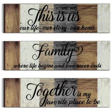 3 Pieces Family Wooden Sign This Is Us Sign Rustic Wooden Family Home Decor T...