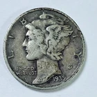 1939-D Mercury Dime, Winged Liberty Head, 90% Silver, Very Fine Condition #3988