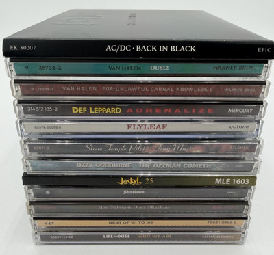 Lot of 12 Rock CDs AC/DC Van Halen Ozzy Shinedown STP Flyleaf Jackyl Def Leppard