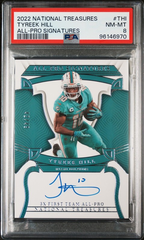 2022 Panini National Treasures Tyreek Hill #AP-THI All Pro Signatures /49 PSA 8