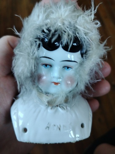 Antique Doll German "Agnes" low Brow china Head Down Santa Hat 1890 Christmas  - Picture 7 of 8