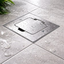 Edelstahl Unterputz Steckdose SET IP44 I Trittfest Bodensteckdose Klappdeckel