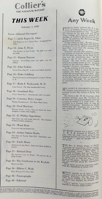 vintage Collier’s Magazine Feb 1, 1930 Woman Ice Skate Cover; Damon Runyon Story - Image 4 of 4