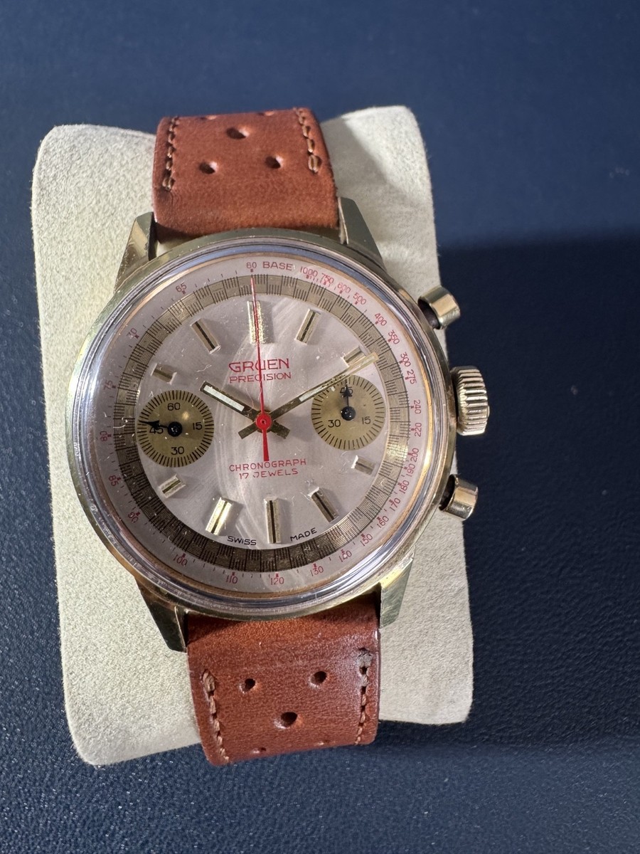 Vintage Gruen Precision Chronograph 1970's 770R Valjoux 7733 Unique  Dial