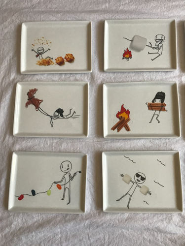 Lot of 12 Crate & Barrel CB2 Oliver Porcelain Appetizer Snack Plates 6.5" x 5" - Picture 2 of 4