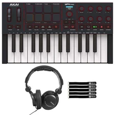 Akai Professional MPK Mini 4 25-Key Black 8 Pads MIDI Keyboard w Headphones