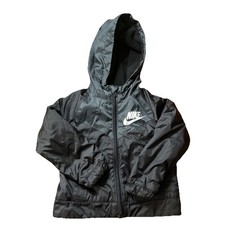Nike 2T Jacket Full Zip Hooded Fleece Lined Black With White Logo