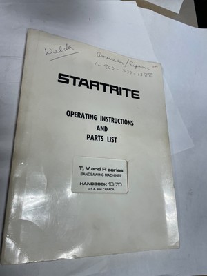Kalamazoo Startrite T, V  & R Series Bandsaws Operating & Parts Manual