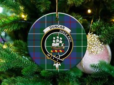Duncan Clan Scottish Tartan Crest Ceramic Ornament