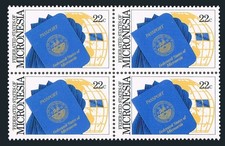 Micronesia 53 Block4mnh.michel 67. First Passport1986.globe.