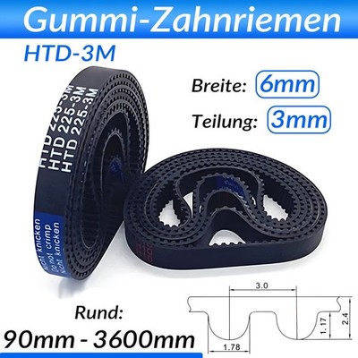 HTD-3M Zahnriemen, Geschlossen, Antriebsriemen, CNC, Closed Belt Breite 6mm