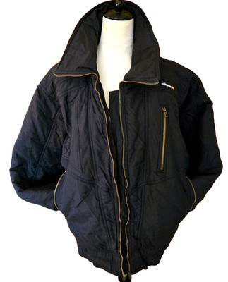 Vtg Ellesse Womens -14 Jacket Made in Italy TOP FASHION SKIWEAR Black Full Zip