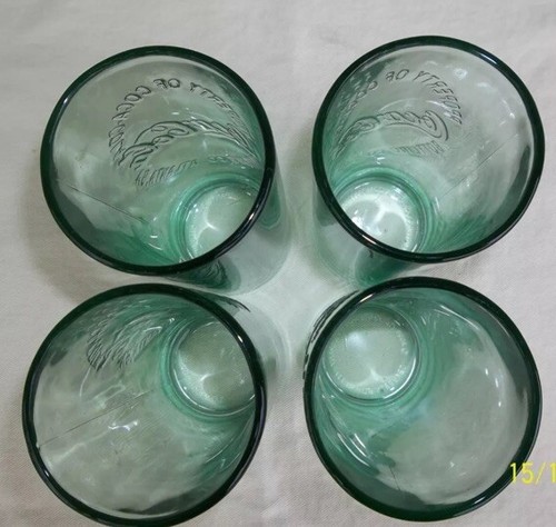 Set of 4 Property of Coca Cola Atlanta Ga Thick Green 16 Oz Glasses - Coke -2009 - Picture 2 of 4