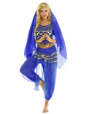 DE iEFiEL Bauchtanz Kostüm Damen Indische Bauchtänzerin Verkleidung Karneval