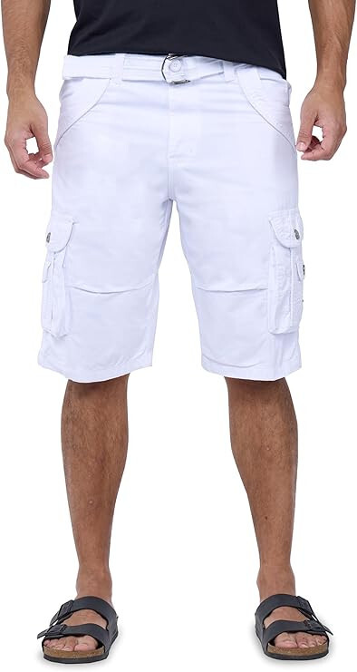 X RAY Mens Cargo Shorts Camo - Solid Colors 12.5 Inseam, Twill Taped White, 40