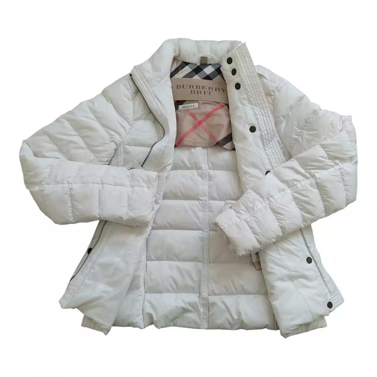 Burberry Brit Bomber jacket Nova check Women's Puffer Down Jacket white  Size XS