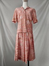 Vintage 1960s 2 Piece Summer Skirt  Top Set VGUC Waist 24 Bust 38