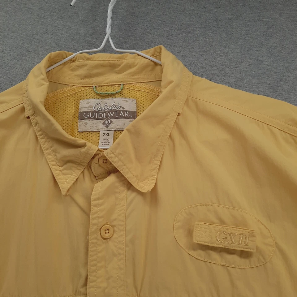 Camisa de pesca Cabelas para hombre 2XL ropa guía con capa amarilla GXII ventilaciones laterales lengüeta enrollable Foto 3 de 4