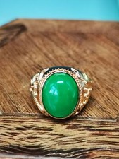 Exquisite Chinese Natural Green Jade Precision Carved Pigeon Egg Ring c23