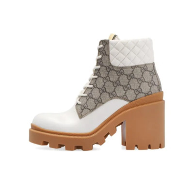 Gucci GG Supreme Canvas Leather Bootie Women's Beige 659691 UC810 9066