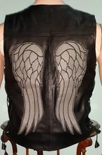 THE WALKING DEAD GOVERNOR - DARYL DIXON ANGEL WINGS LEATHER VEST JACKET 