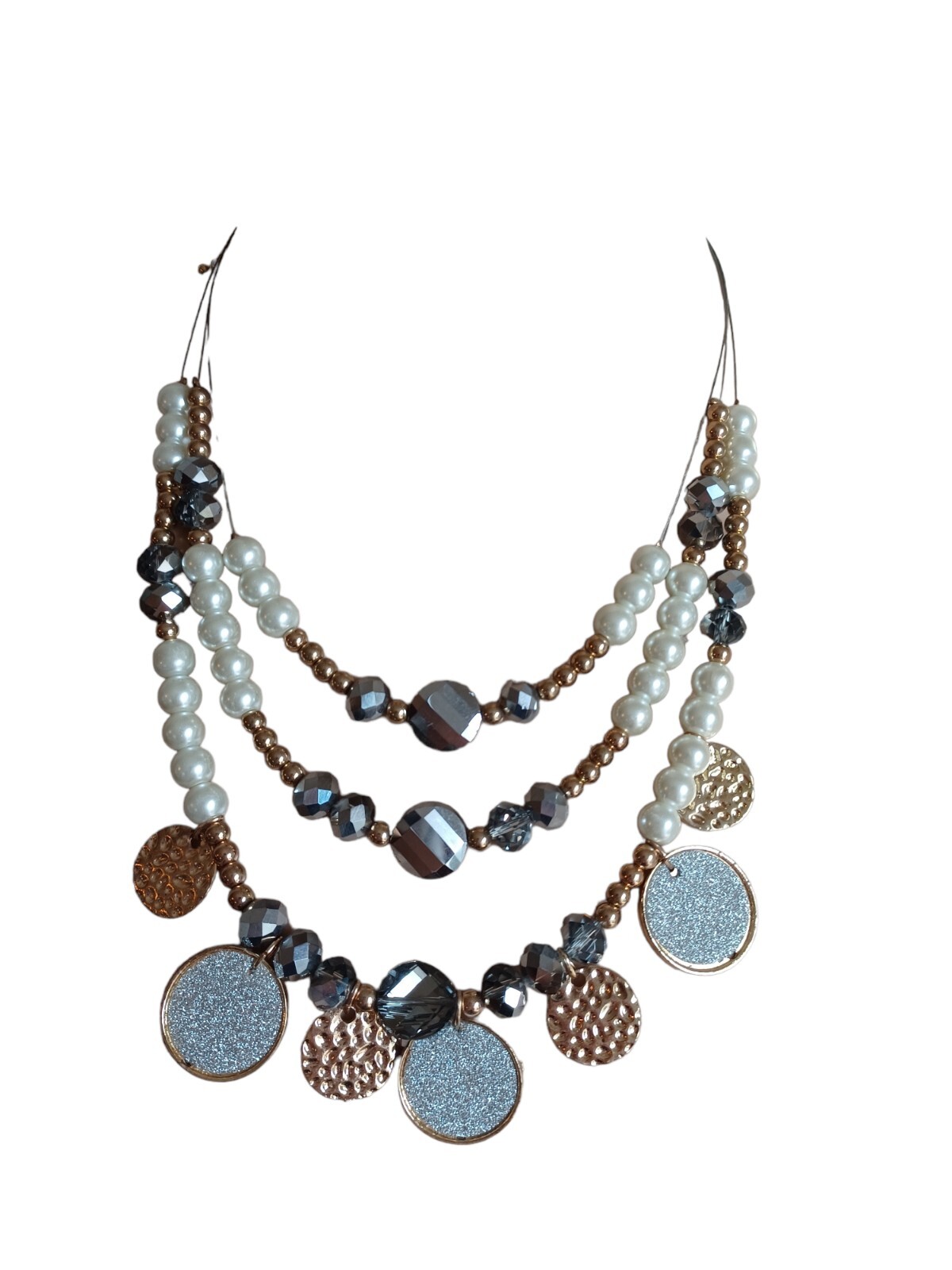 Statement Multicolor Beads Three Layers Strand Ch… - image 3