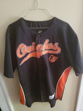 Baltimore Orioles Baseball Jersey Large Dynasty Button Up Stitched Black Orange