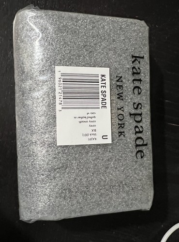 Cartera Kate Spade Carey Cuero Acolchado Suave Mediana Compacta Doble Plegable Negra - Imagen 7 de 7