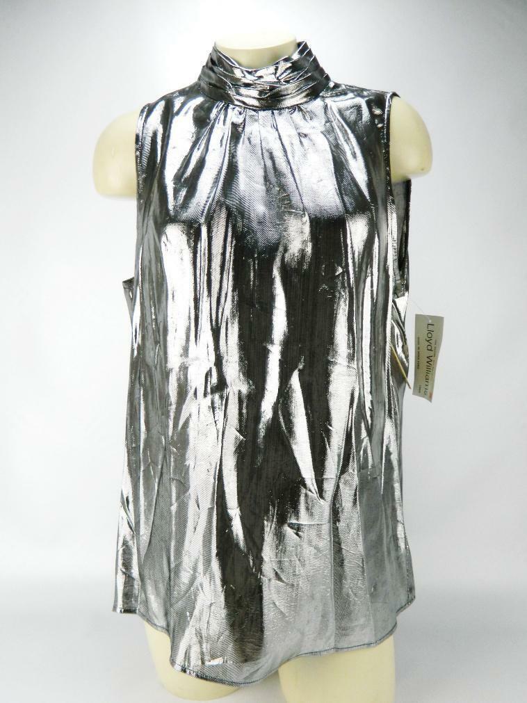 【EMIS】 VINTAGE SLEEVELESS TOP /追跡付 Lloyd Williams Silver Disco Top Sleeveless Metallic 14