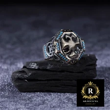 Seljuk Imperial Double Headed Eagle Animal,Turquoise Stone,925 Silver Men's Ring