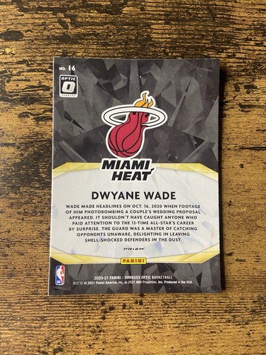 2020-21 Panini Optic Winner Stays Holo Purple Dwyane Wade #16 Maimi Heat HOF - Picture 2 of 2