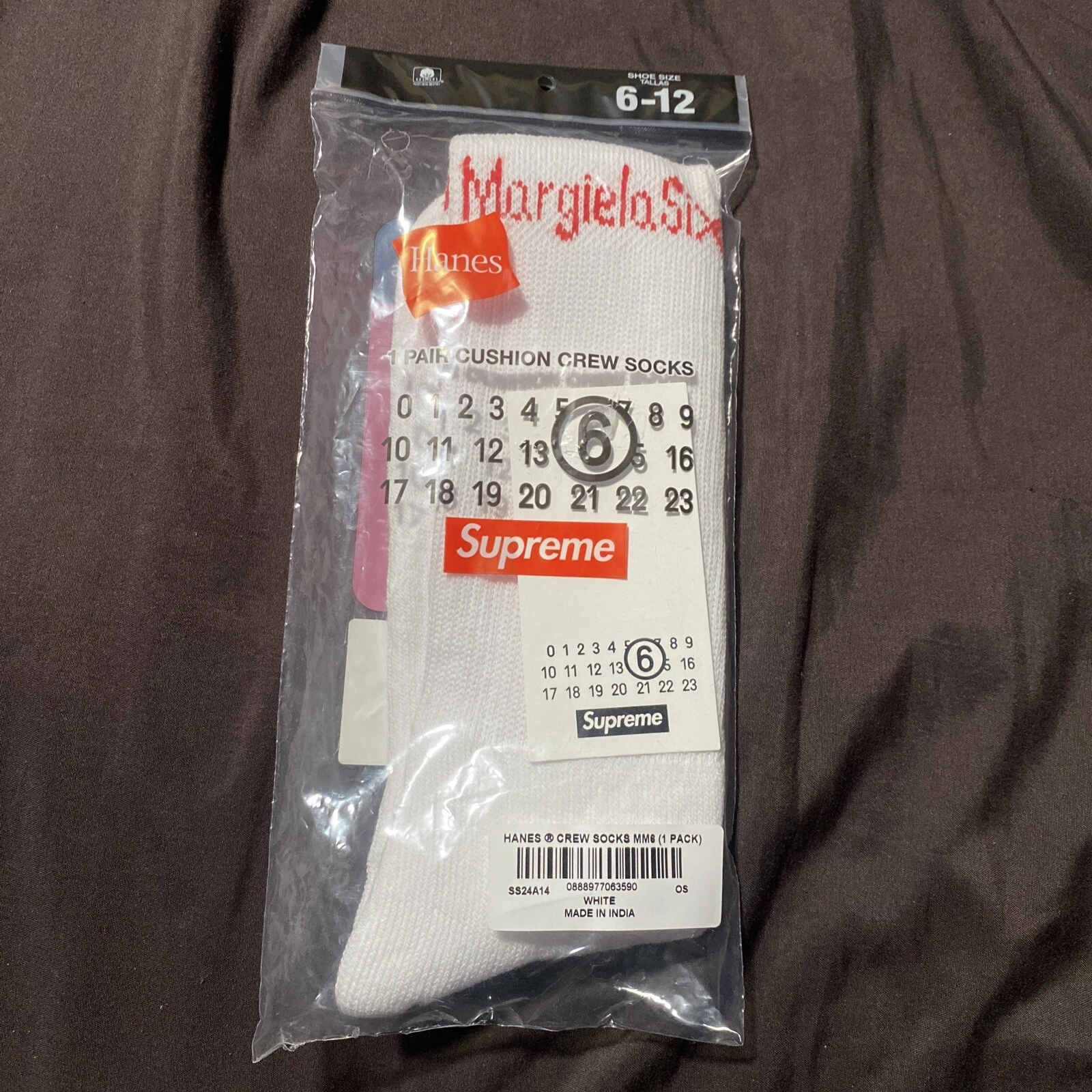 Chaussettes Hanes blanches Supreme Mason Margiela MM6