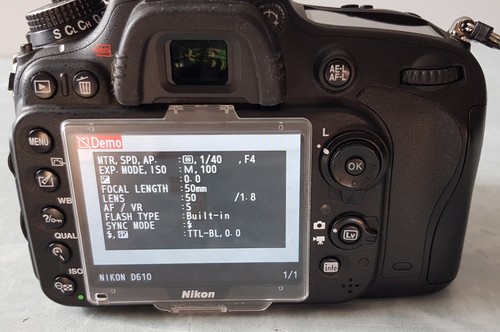 Nikon D610 F.F. Digital Camera + Nikkor 50mm 1.8D Lens + Batt + USB Charger - Picture 15 of 16