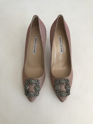 Manolo Blahnik Hangisi Jewel Embellished Wedding Pump- Pink