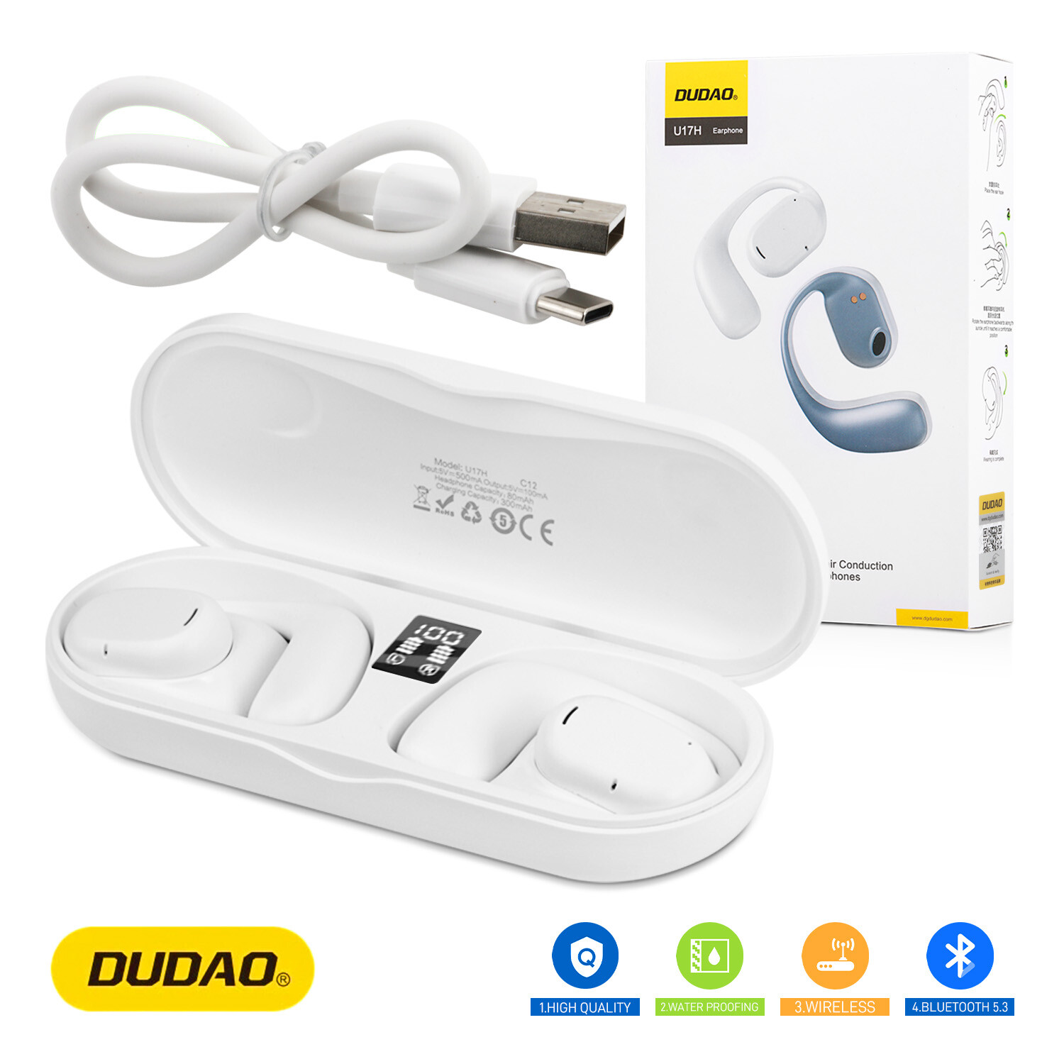 DUDAO U17H Wireless Bluetooth 5.3 Headphone OWS Earphones Stereo HIFI Headsets