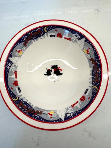Noritake TWAS THE NIGHT BEFORE CHRISTMAS 9 1/4" Serving Bowl SCOTTIE DOGS NWT - Picture 3 of 4