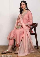 Women  s Embroidered Straight Kurta Set with Dyed Dupatta