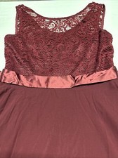 Women's Burgundy Med Sleeveless Lace Formal Wedding Bridesmaid Prom Party Dress