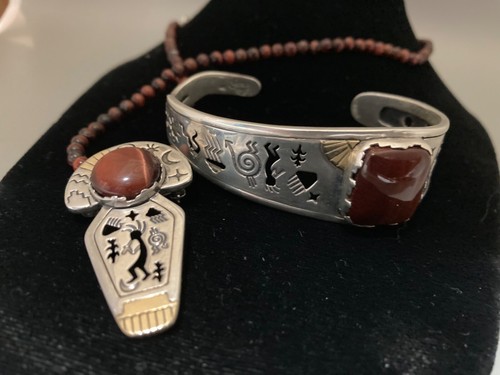 Relios-Roderick Tenorio SS/14K Rote Tiger Auge Stein Pin-Anhänger Armband Set - Bild 3 von 12