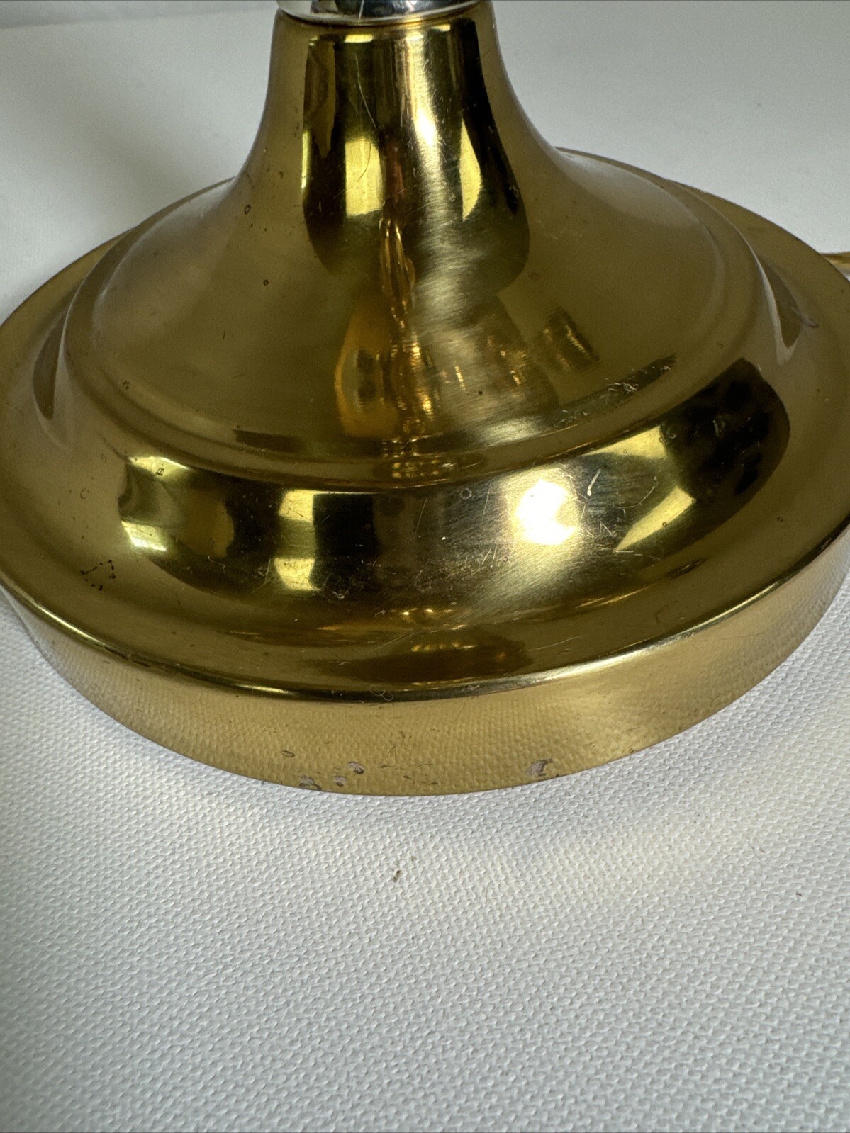VTG ALSY 3 Arm Brass Plated French Horn Style Bouillotte Table Lamp NO Shade 22”