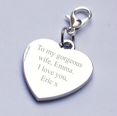 Engravable Heart Charm for Wife 2 Sides Engraving any Message/Wording/Date Gift