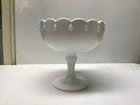 Vintage Indiana Milk Glass Teardrop Pedestal Compote Bowl Center Piece Bowl