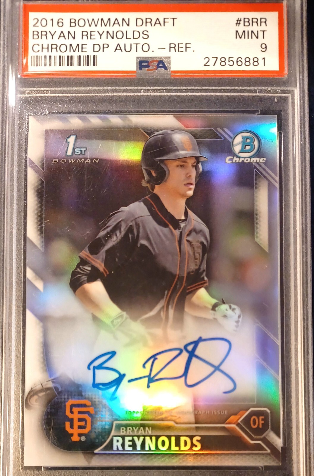 2016 1st Bowman Draft Chrome Bryan Reynolds Refractor Auto /499 PSA 9