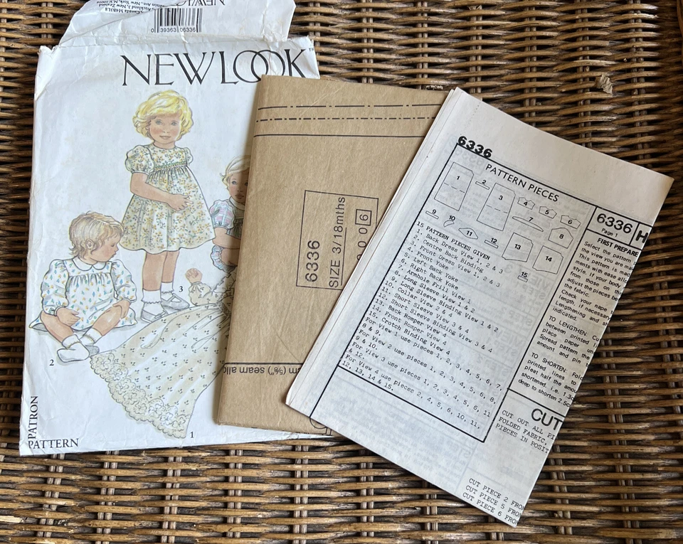 Vtg New Look 6336 Sewing Pattern Infant 3-18 Months Dresses Uncut - Image 3 of 3