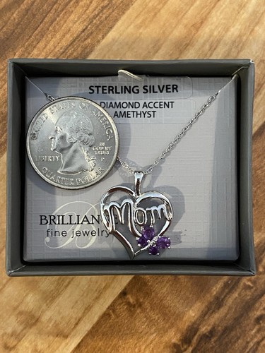 Sterling Silver Diamond Accent Amethyst Mom Necklace - 第 3/3 張圖片