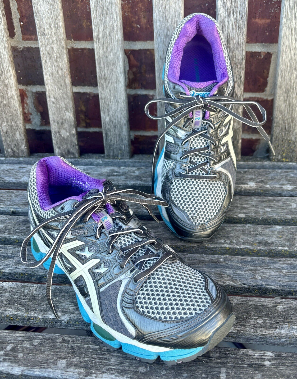 Asics Gel Nimbus T291N Gray Purple Running IGS Sneakers Shoes